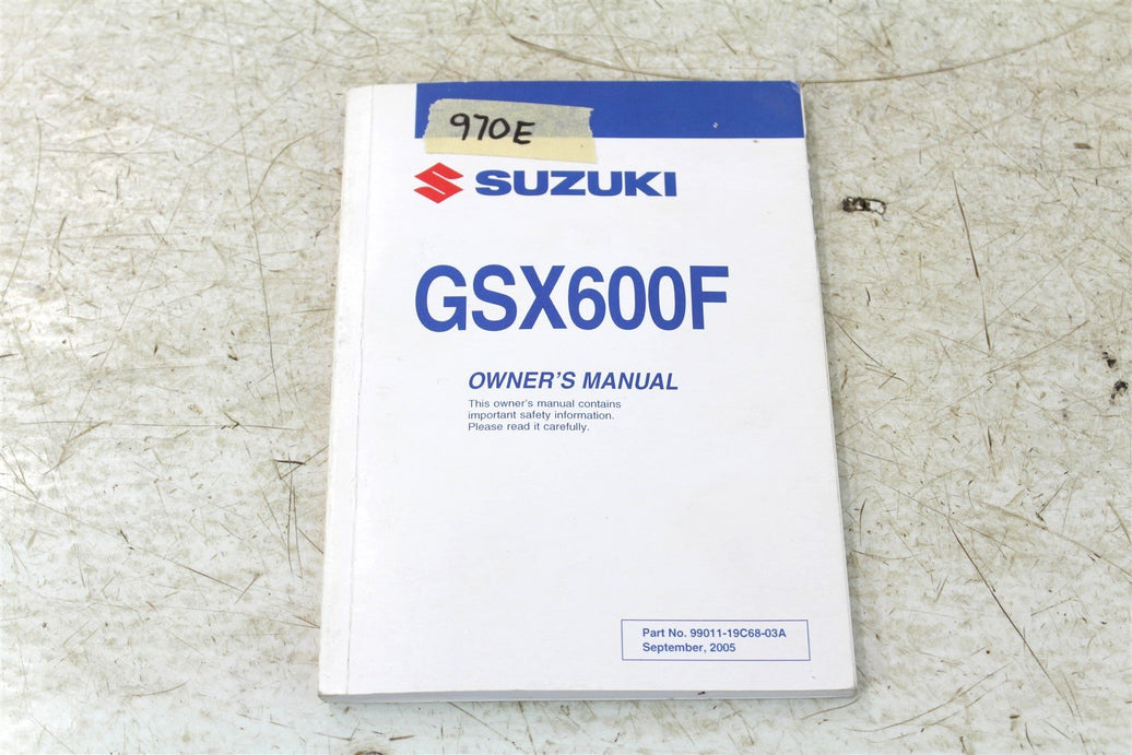 Suzuki GSX600F Owners Manual Book 99011-19C68-03A