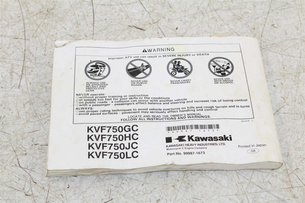 Kawasaki Brute Force 750 4x4 i EPS Owners Manual Book 9987-1673