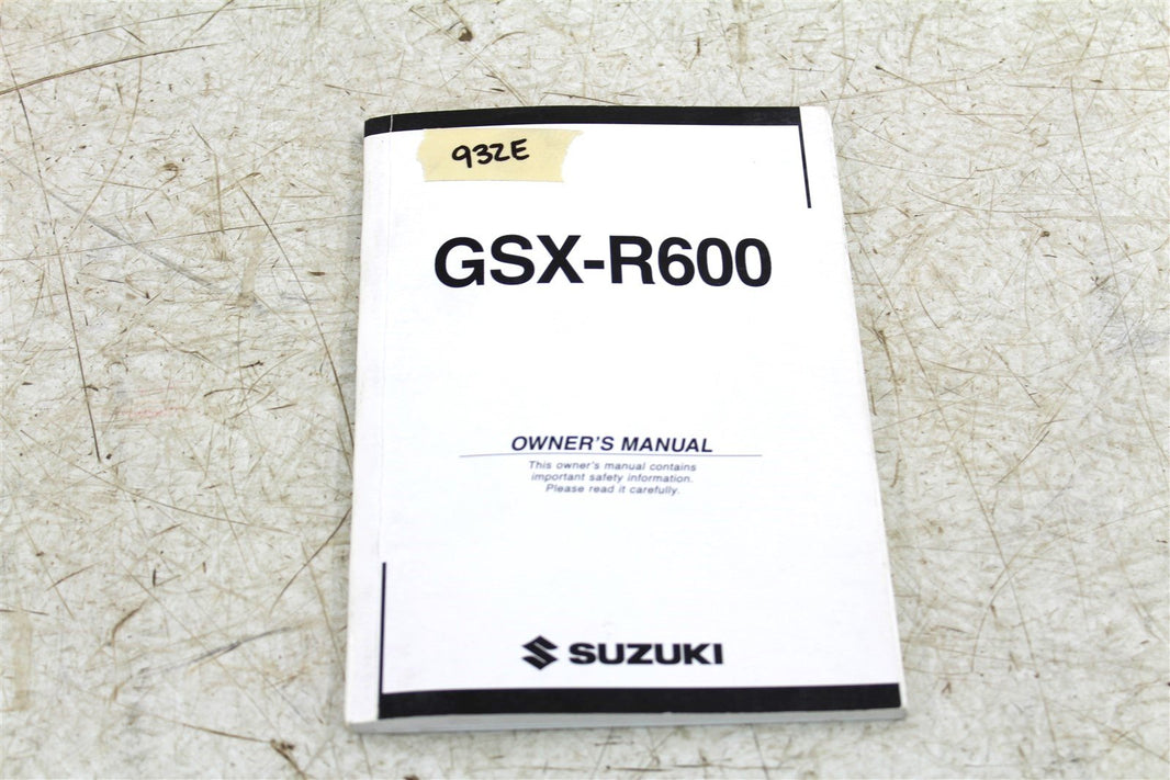 Suzuki GSXR 600 Owners Manual Book 99011-29G50-03A