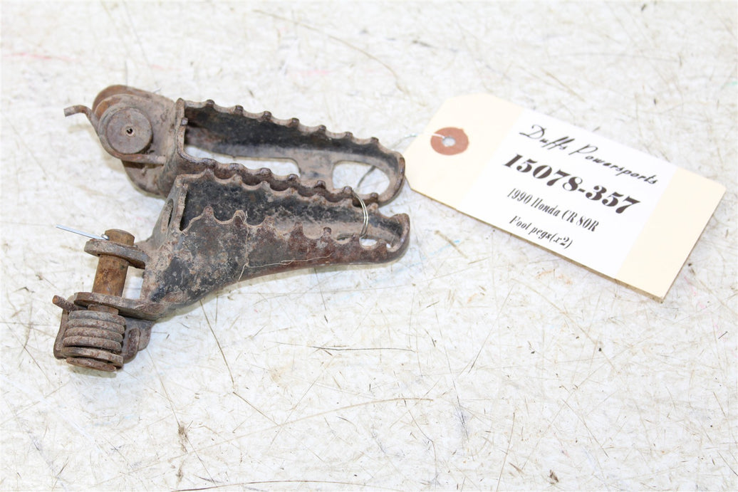 1990 Honda CR 80R Foot Pegs Set Hardware Springs Rests 15078