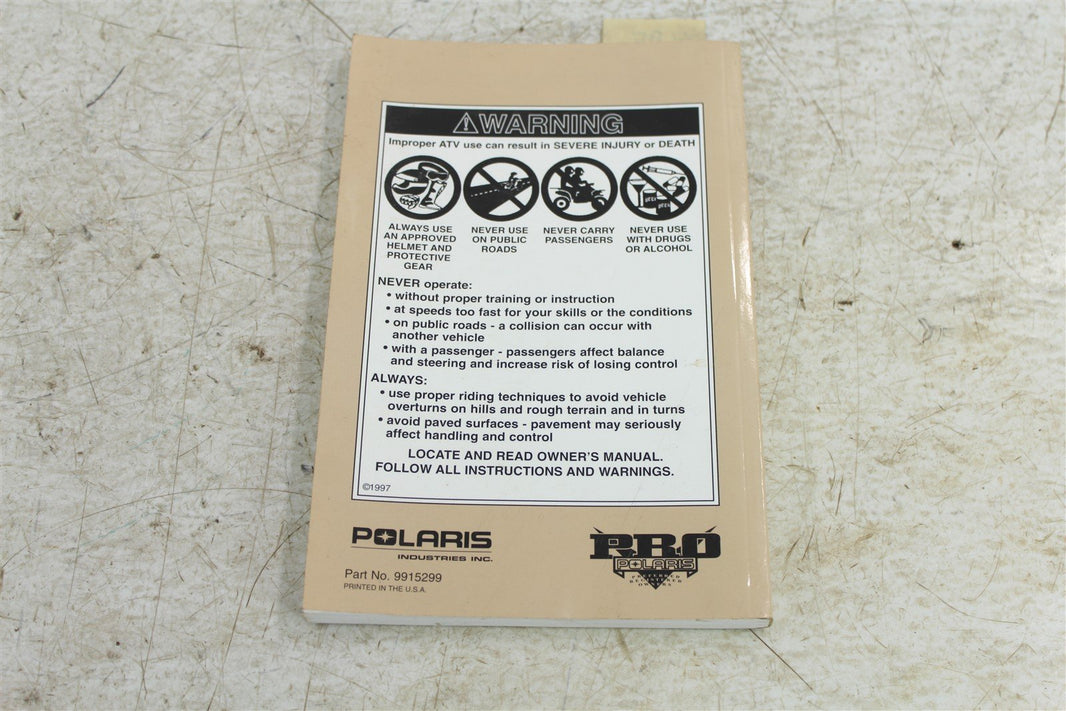 POLARIS 2000 UNIVERSAL ATV OWNERS SAFETY AND MAINTENANCE MANUAL 9915299