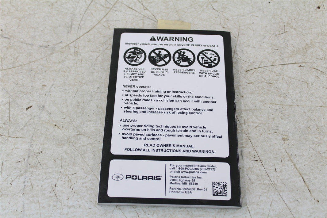 2015 Polaris Sportsman ETX 325 4x4 Owners Manual Booklet