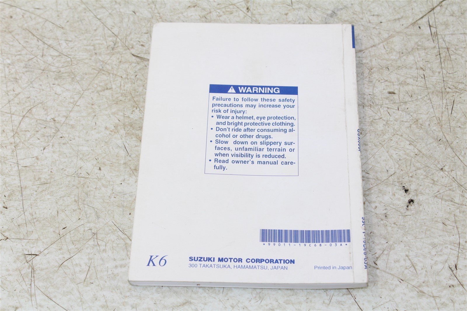Suzuki GSX600F Owners Manual Book 99011-19C68-03A