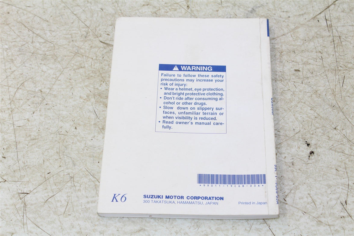 Suzuki GSX600F Owners Manual Book 99011-19C68-03A