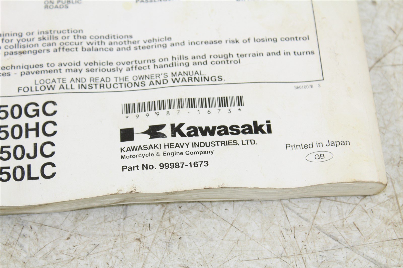 Kawasaki Brute Force 750 4x4 i EPS Owners Manual Book 9987-1673