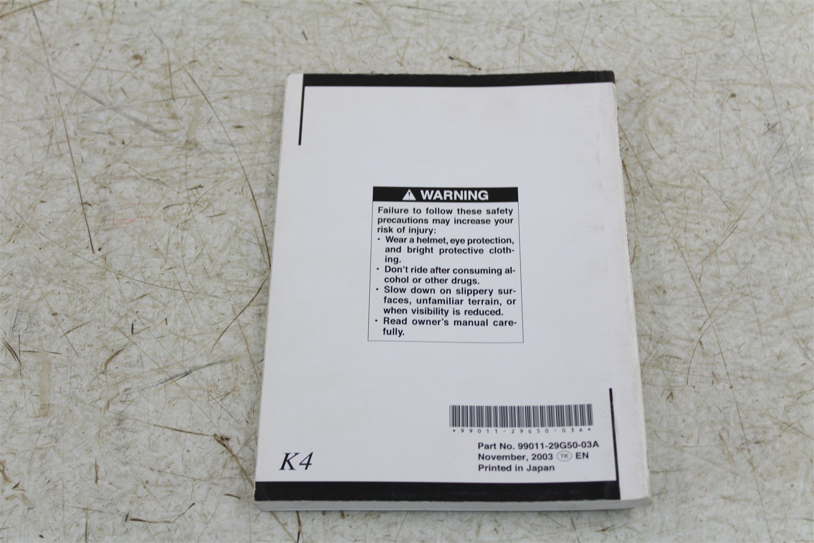 Suzuki GSXR 600 Owners Manual Book 99011-29G50-03A