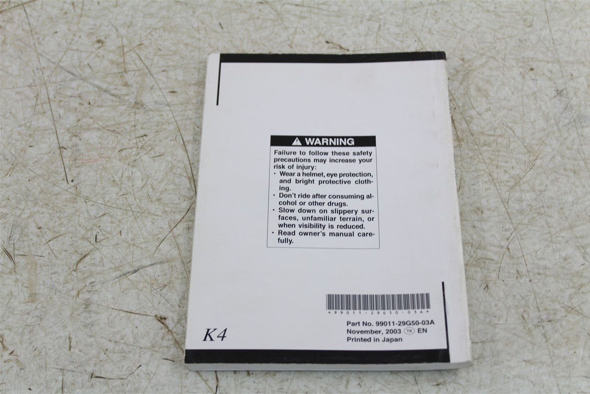 Suzuki GSXR 600 Owners Manual Book 99011-29G50-03A