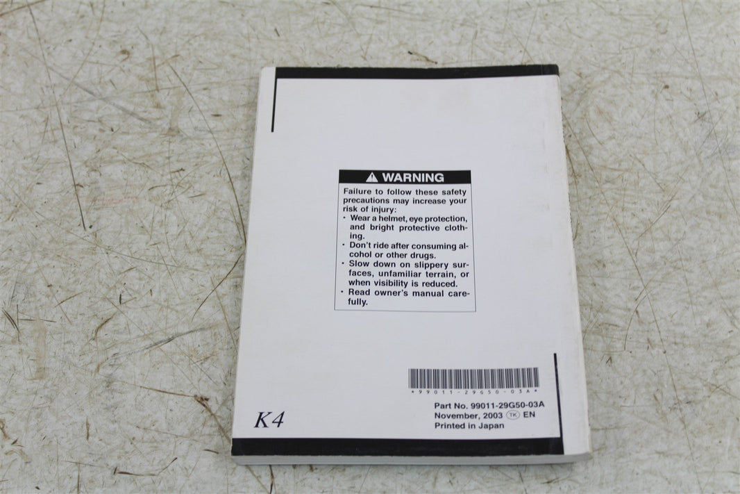 Suzuki GSXR 600 Owners Manual Book 99011-29G50-03A