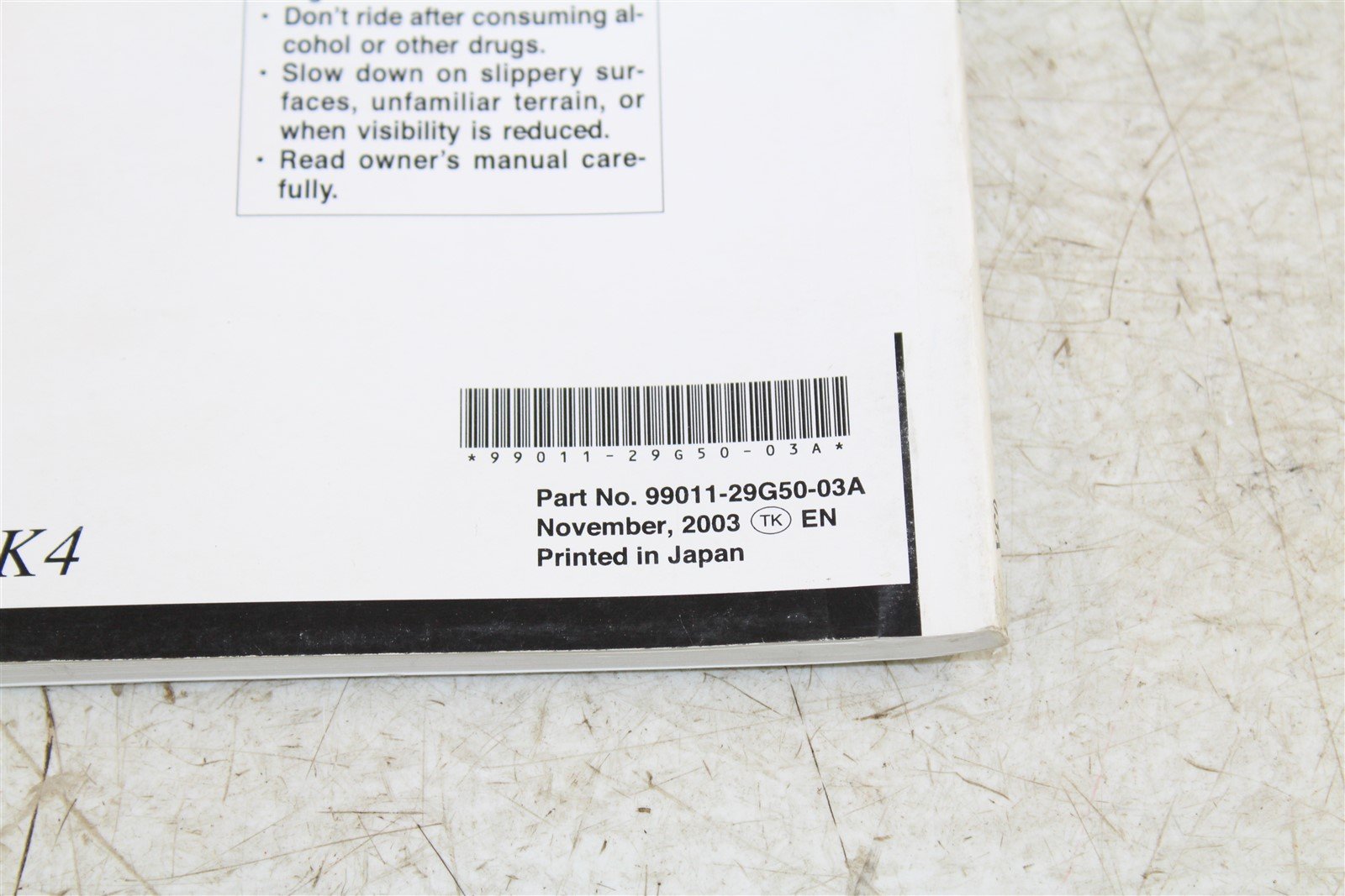 Suzuki GSXR 600 Owners Manual Book 99011-29G50-03A