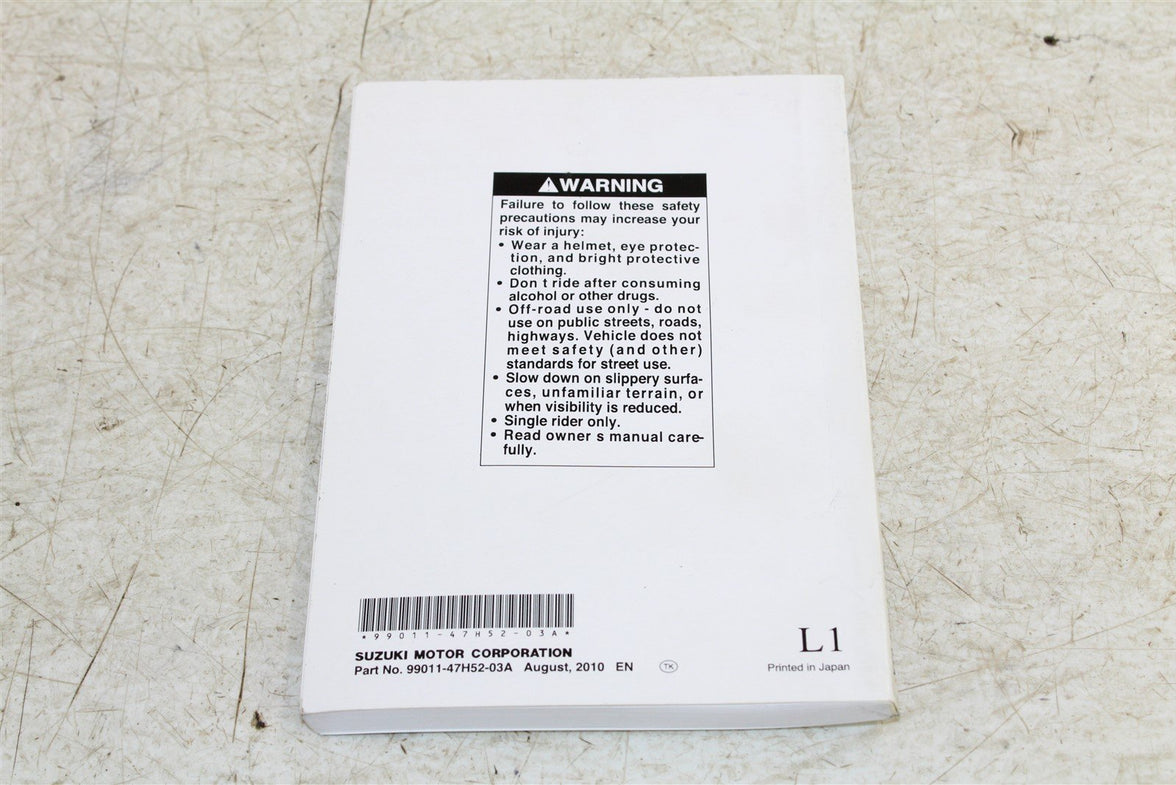 Suzuki GSXR 1000 Owners Manual Book 99011-47H52-03A