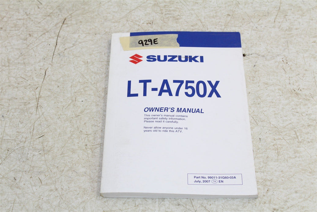Suzuki LT-A750X Owners Manual Book 99011-31G60-03A