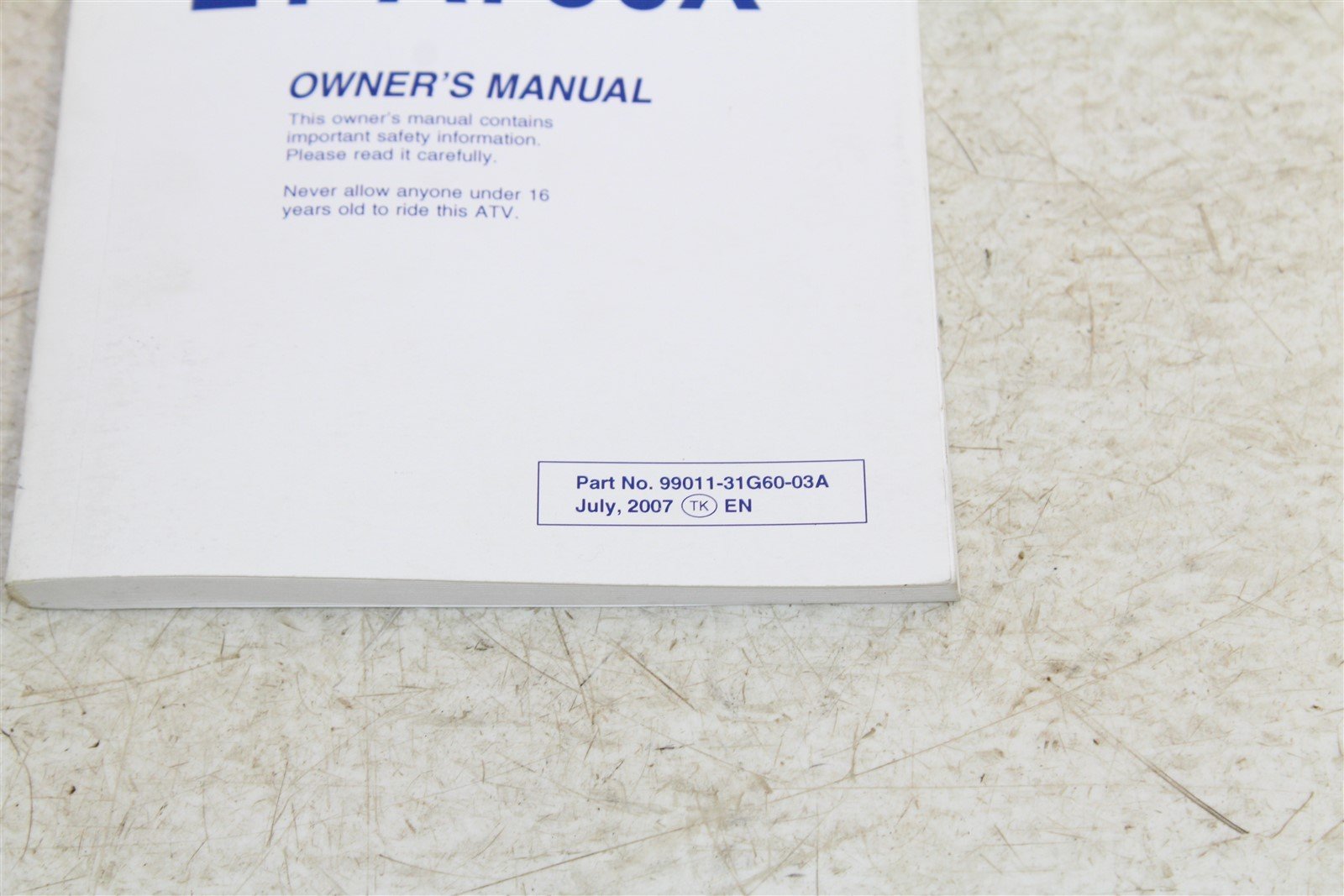 Suzuki LT-A750X Owners Manual Book 99011-31G60-03A
