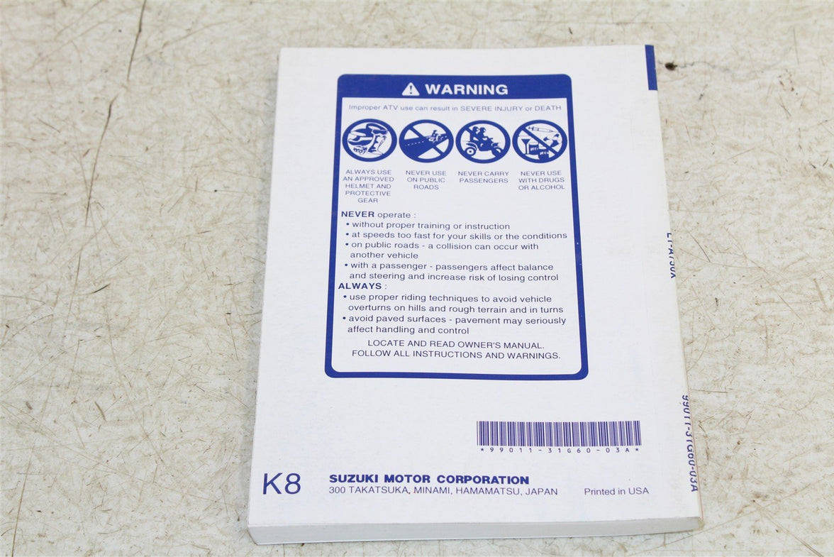 Suzuki LT-A750X Owners Manual Book 99011-31G60-03A