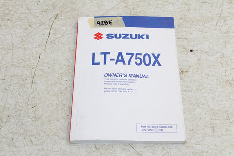 Suzuki LT-A750X Owners Manual Book 99011-31G60-03A