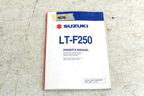 Suzuki LT-F250 Owners Manual Book 99011-05G53-03A
