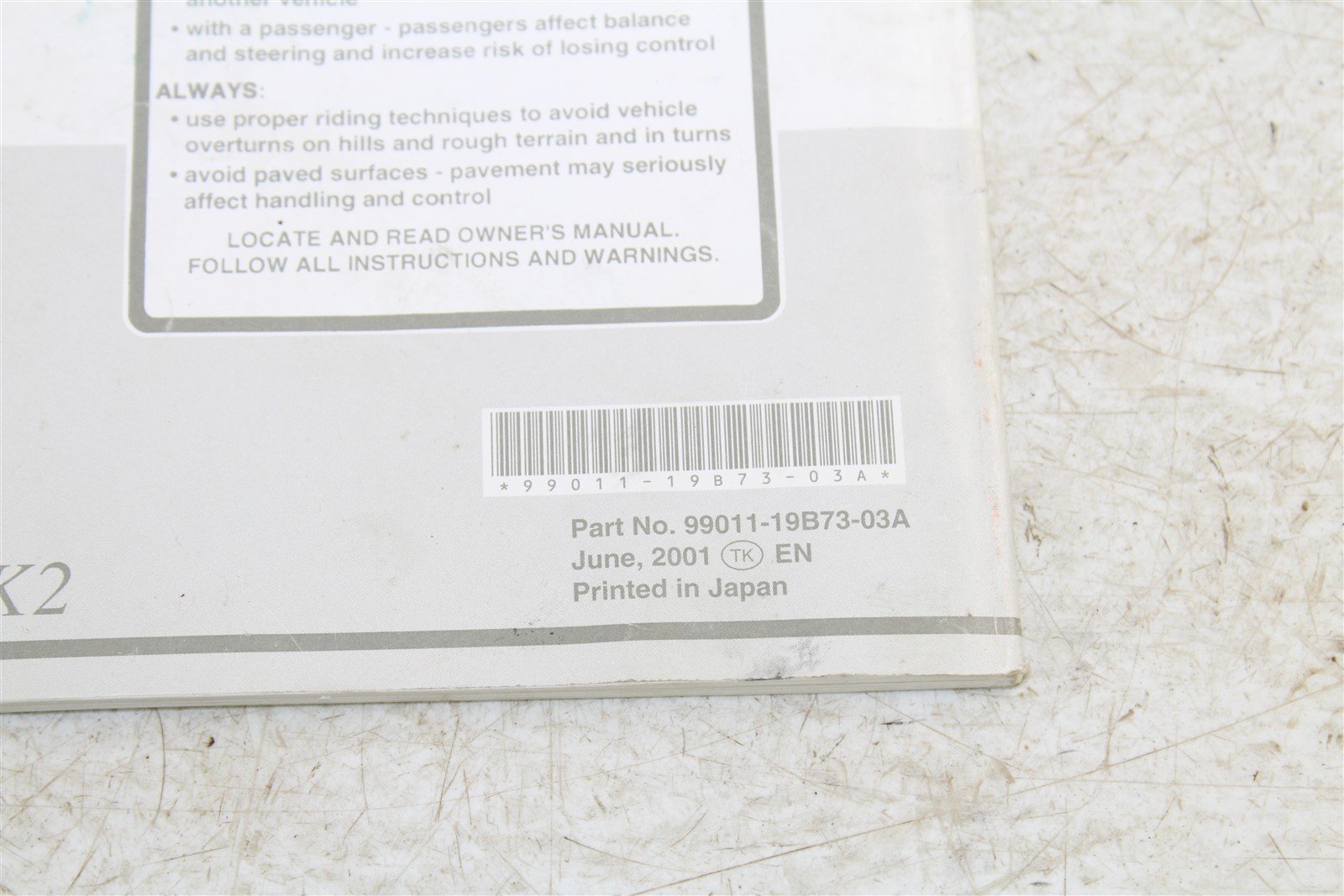 Suzuki LT-F300F LT-F250F Owners Manual Book LTF 300 250 99011-19B73-03A