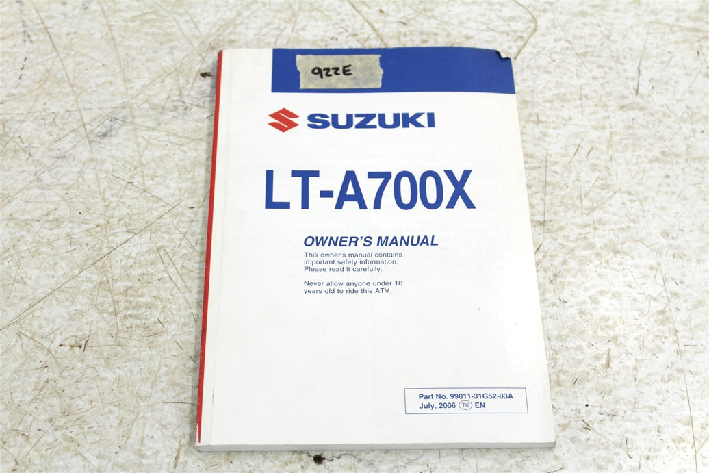 OEM Suzuki LT-A700X Owner's Manual 99011-31G52-03A
