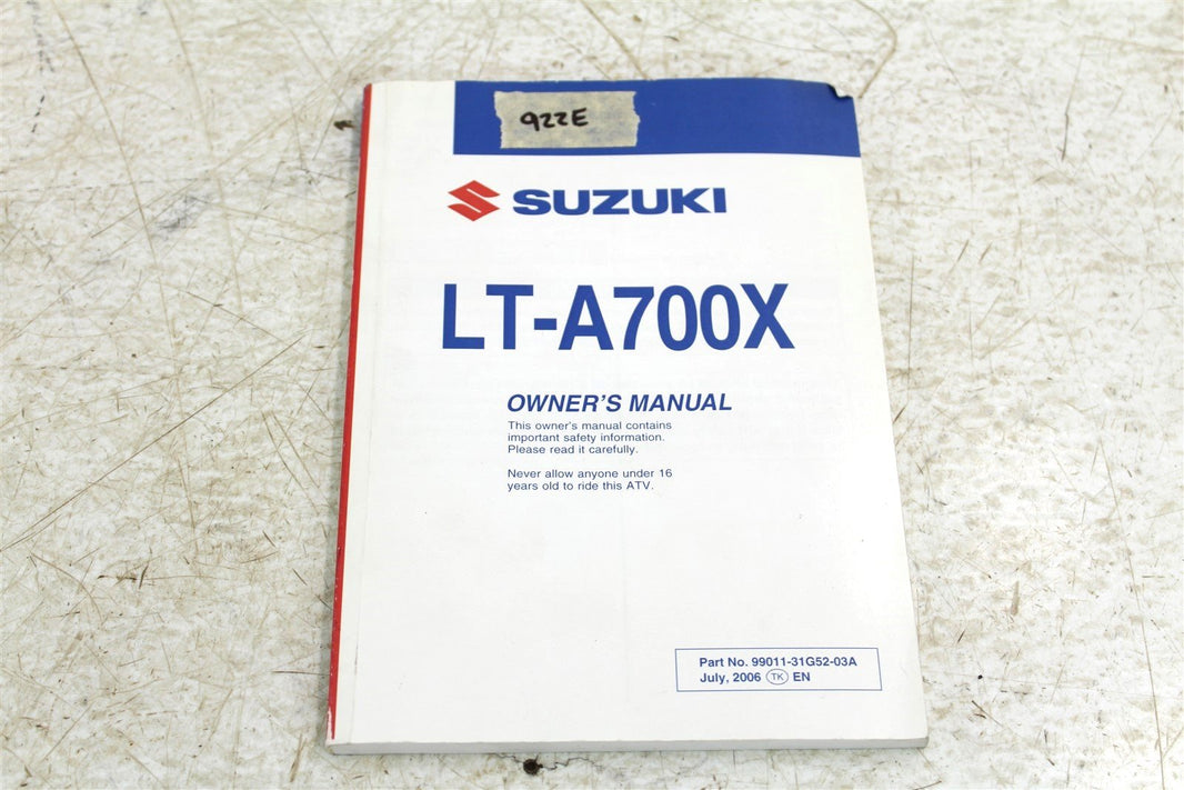 OEM Suzuki LT-A700X Owner's Manual 99011-31G52-03A