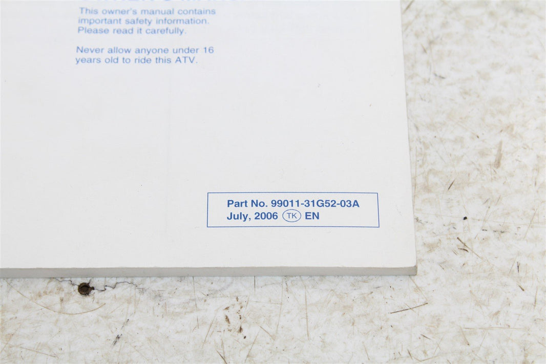 OEM Suzuki LT-A700X Owner's Manual 99011-31G52-03A