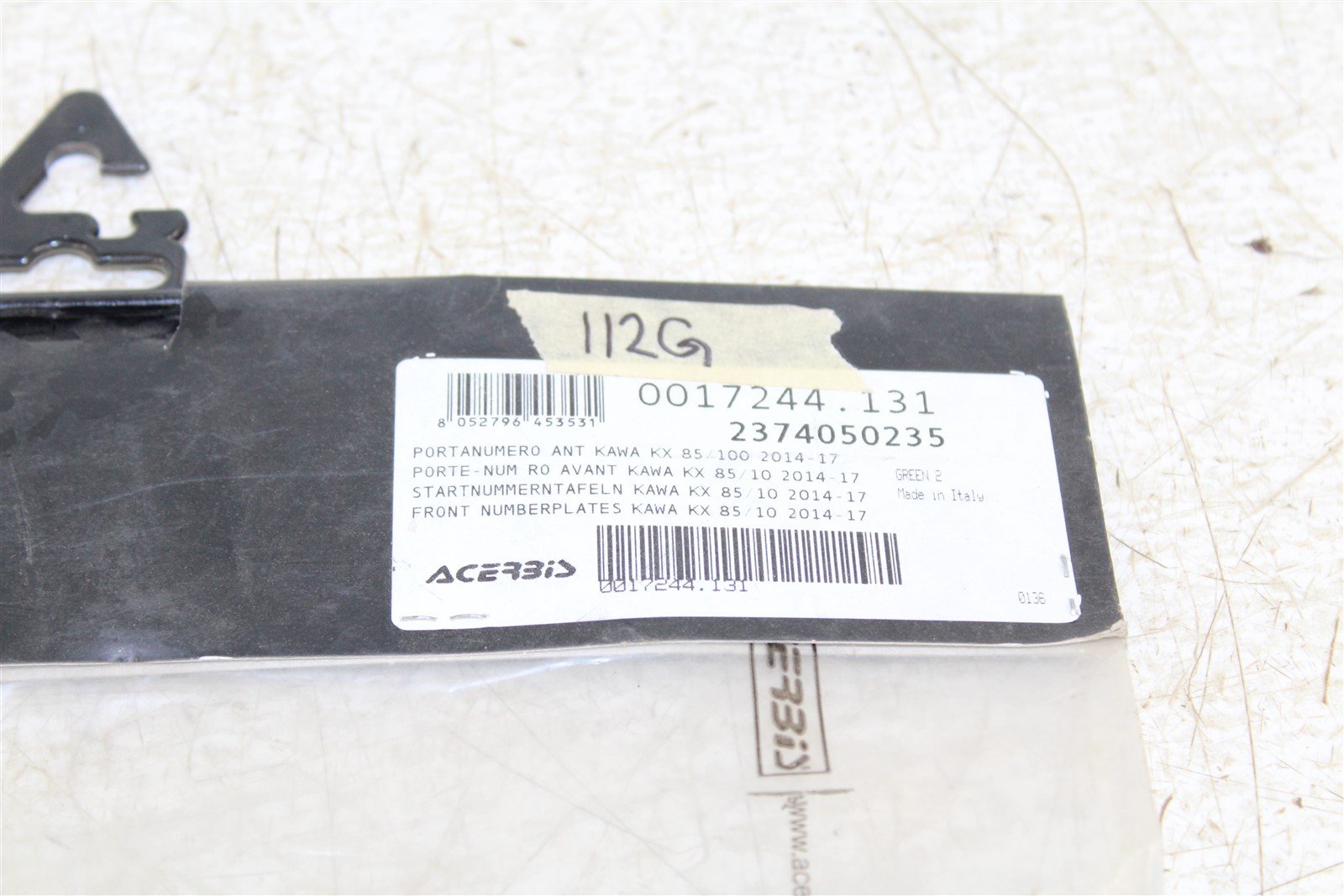 2014-2017 Kawasaki KX 85 100 Acerbis Green Front Number Plate Plastic 2374050235