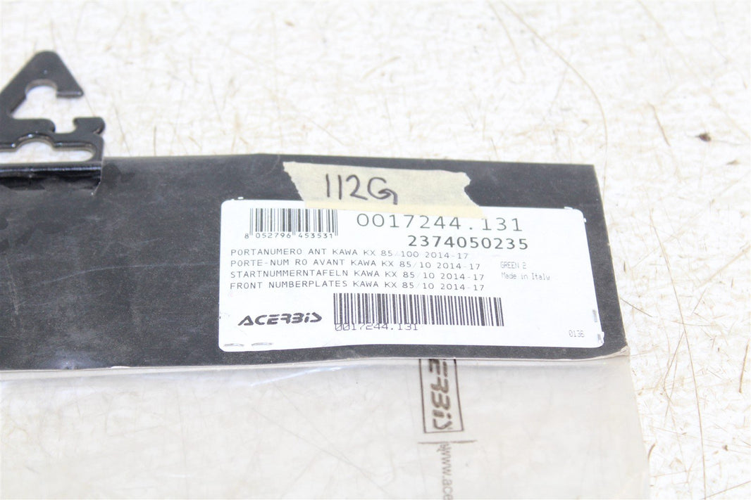 2014-2017 Kawasaki KX 85 100 Acerbis Green Front Number Plate Plastic 2374050235
