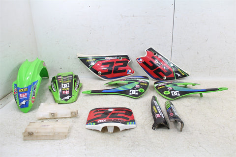 2008 Kawasaki KX 100 Plastic Fender Set Front Rear Number Plates Shrouds Guards