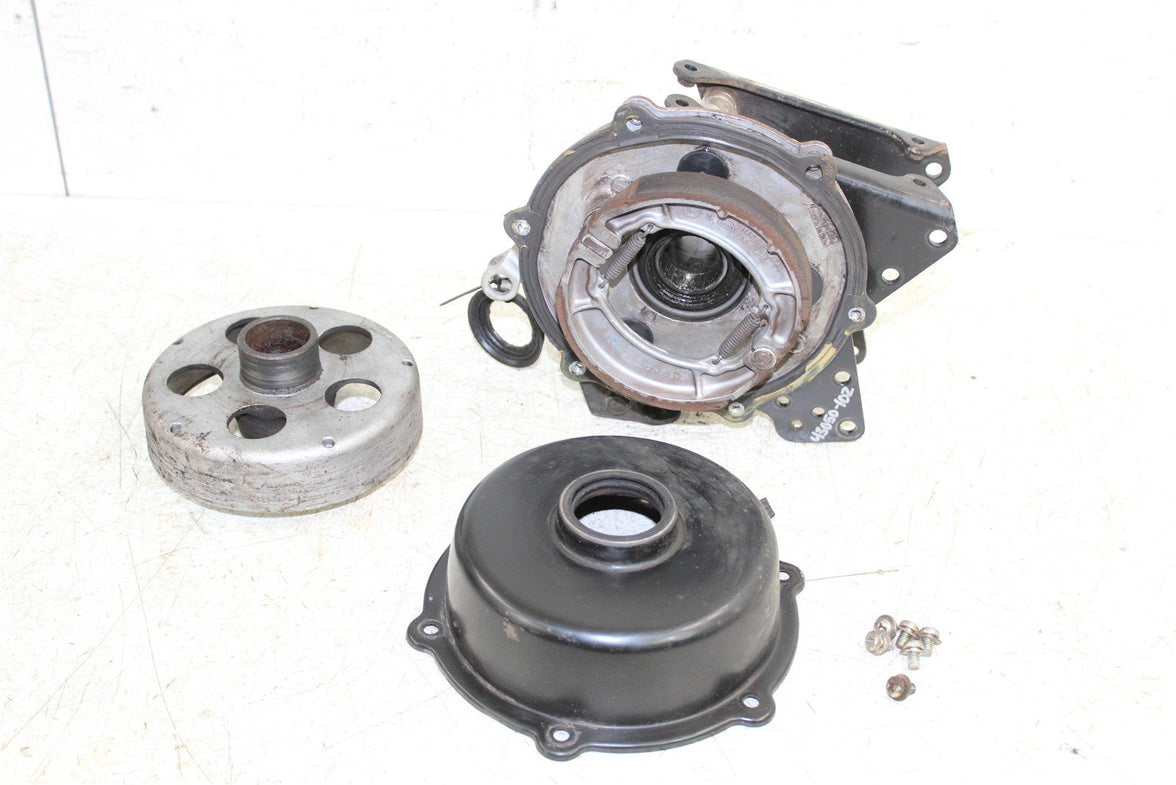 1988 Suzuki Quadsport LT 80 Rear Brake Drum Assembly Axle Carrier Backing Plate