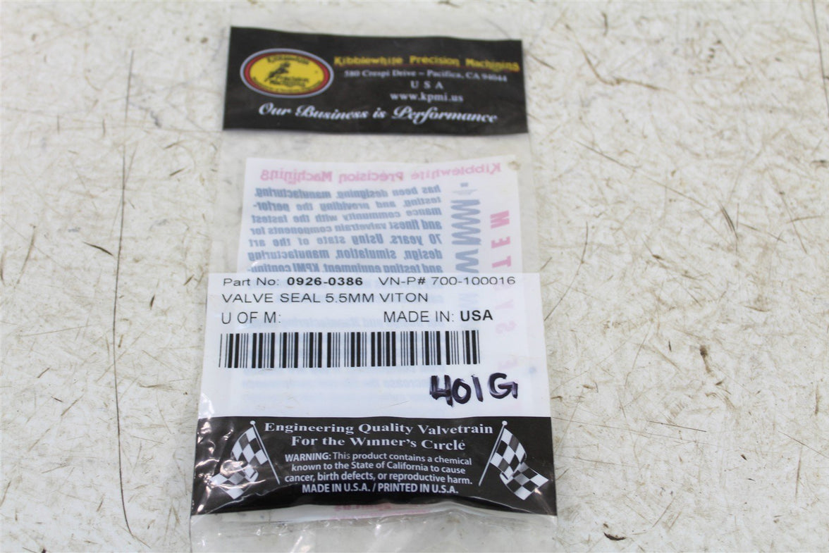 Kibblewhite Precision Valve Seal 5.5mm Viton 0926-0386 P/N 700-100016 // 401G