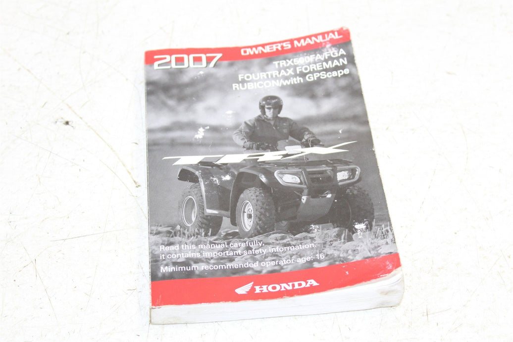 2007 Honda Foreman Rubicon TRX 500 FA Owners Manual Booklet