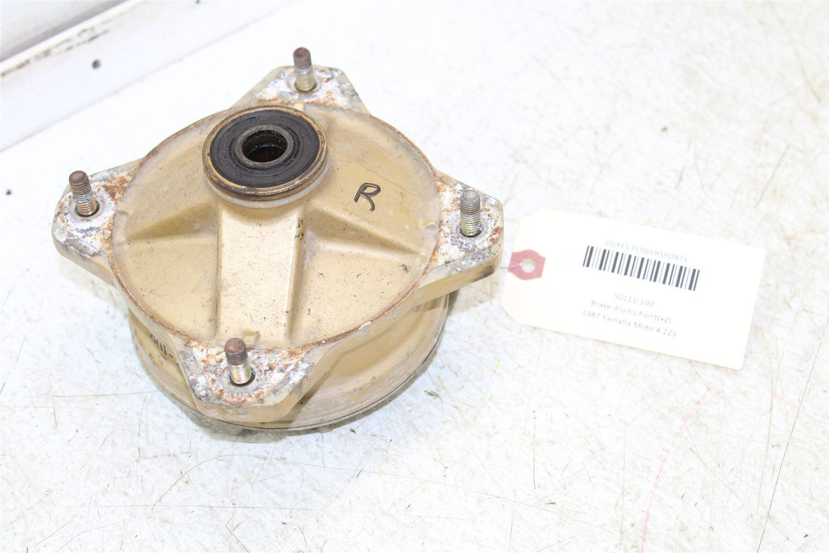 1987 Yamaha Moto4 225 Front Brake Drums Backing Plate Panel Hubs Set 50111