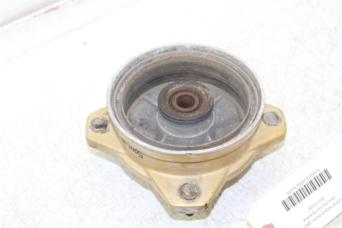 1987 Yamaha Moto4 225 Front Brake Drums Backing Plate Panel Hubs Set 50111