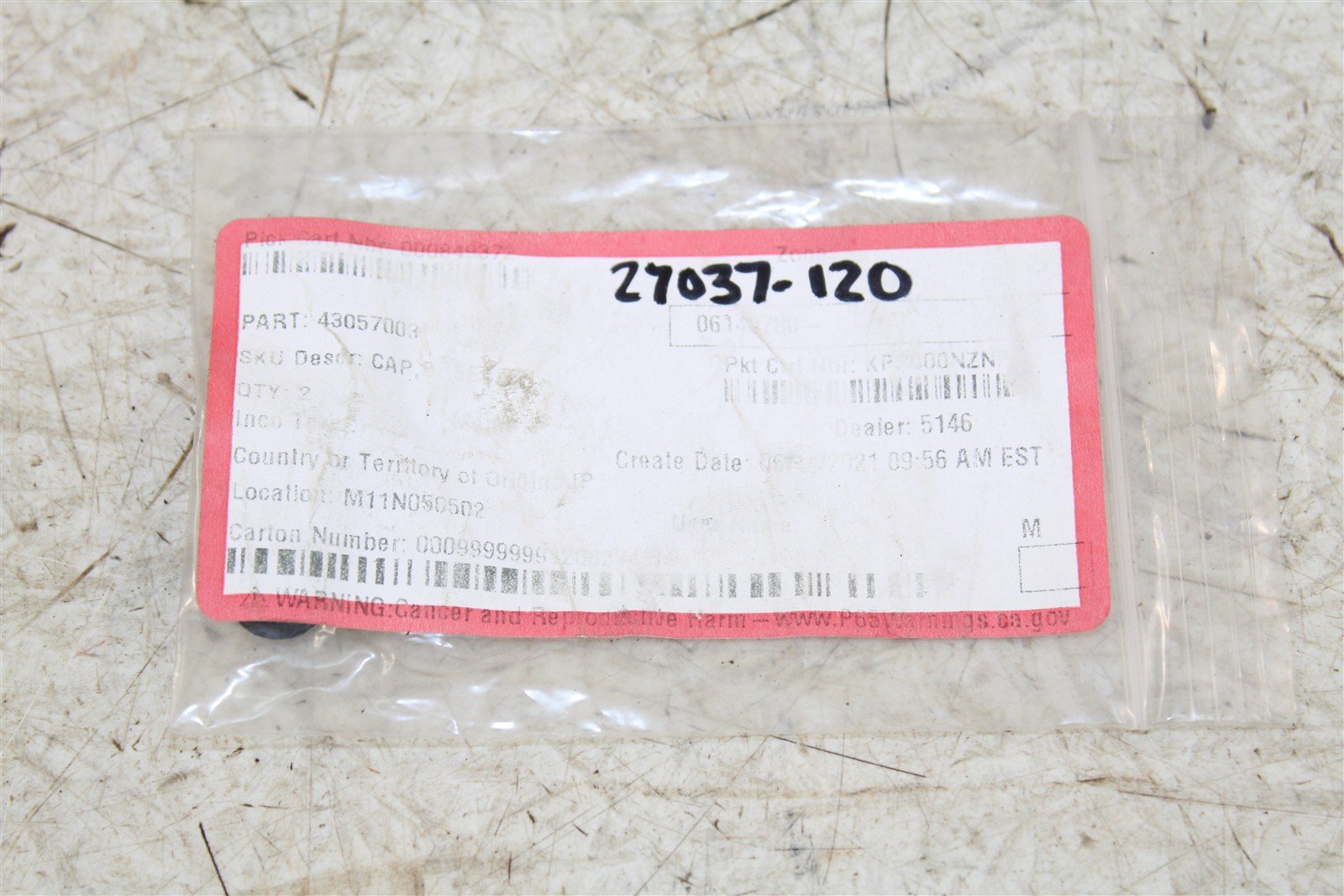 NOS Kawasaki KLR 650 Brake Caliper Bleeder Cap 43057-003 NEW 27037