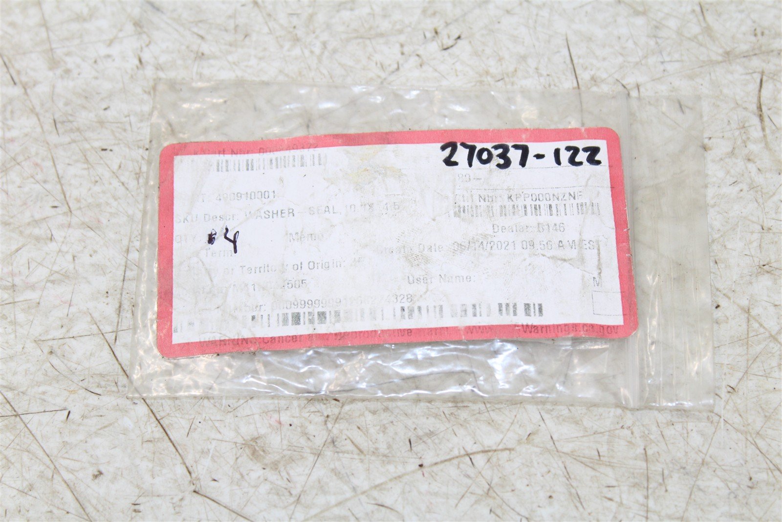 NOS Kawasaki Brake Hose Seal Washer Gasket 49091-0001 NEW 27037 QTY:2