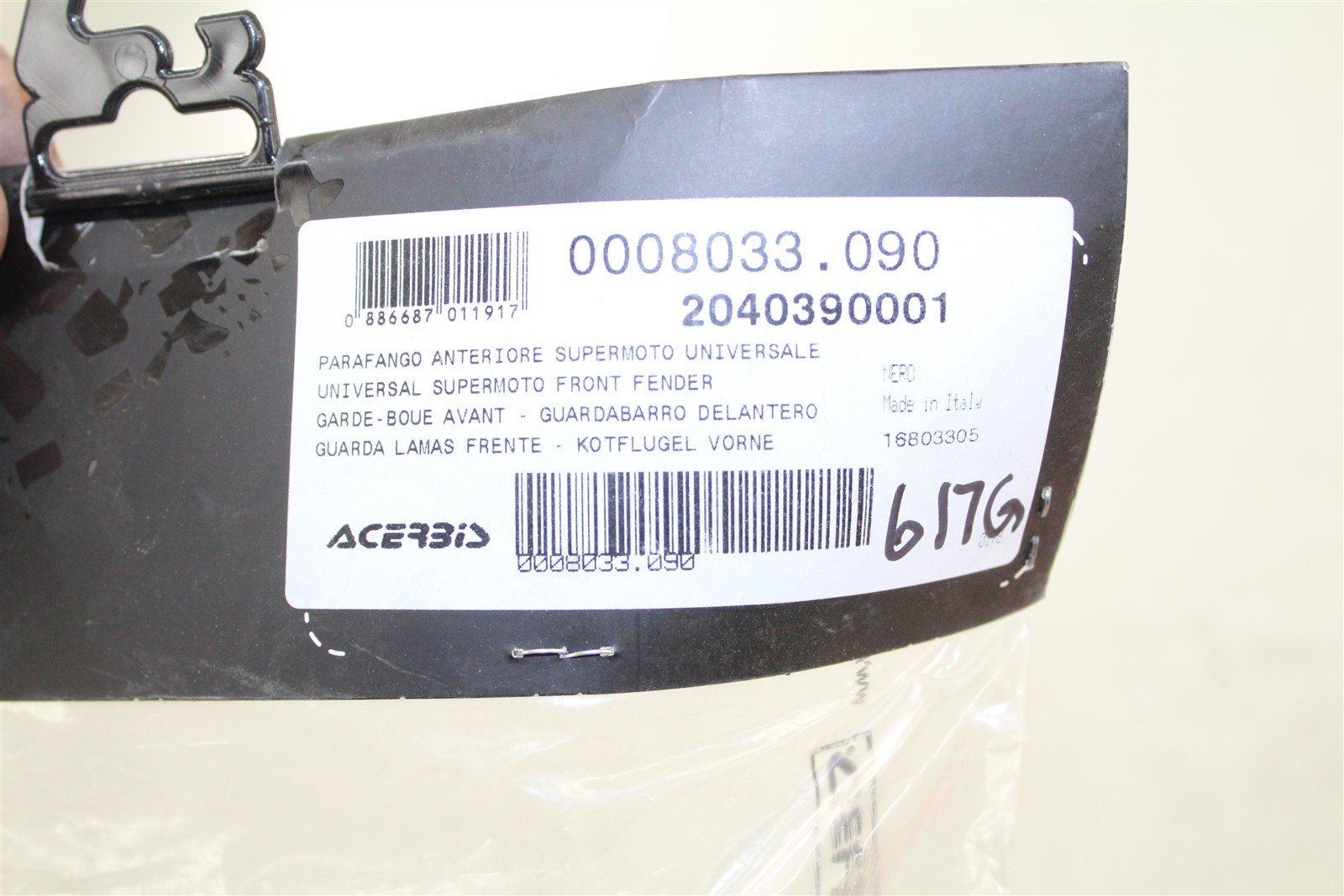Acerbis Super Motard Front Fender Black 2040390001 2002-2020 Honda CRF450R 617G