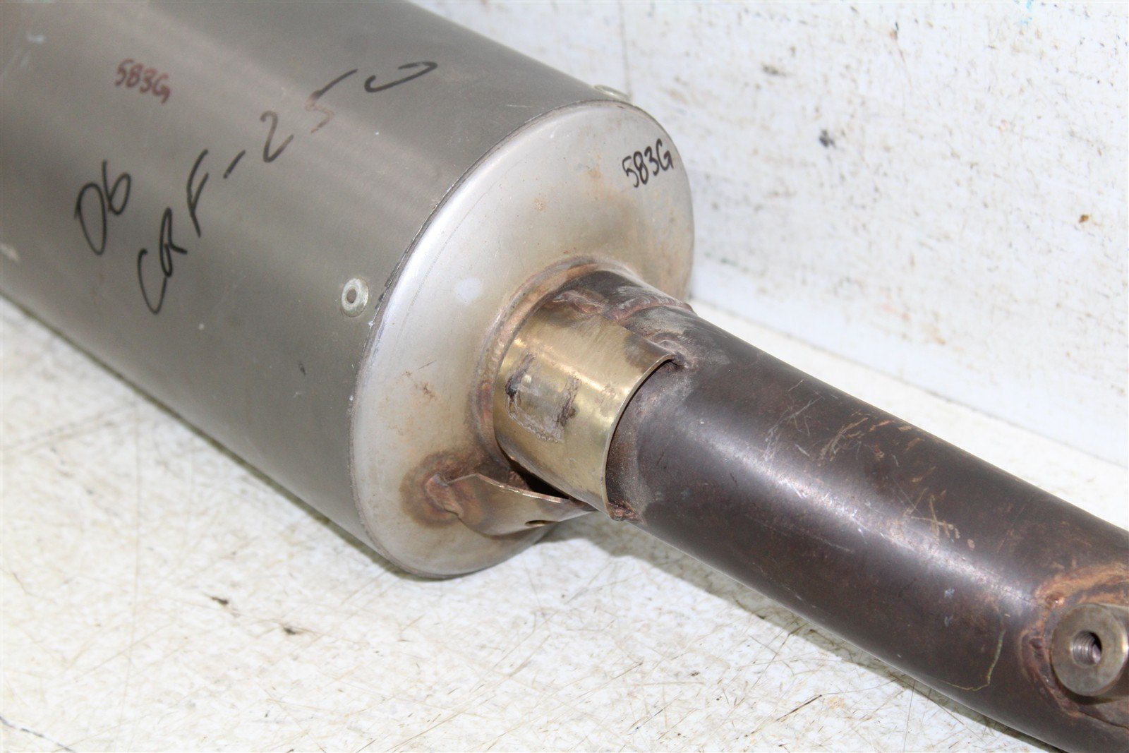 2006 Honda CRF 250R CHM Exhaust System Head Pipe Silencer Muffler 583G