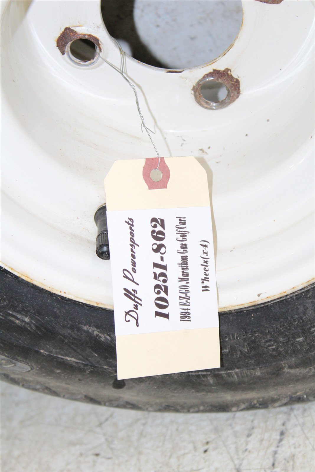 1994 EZGO Marathon GAS Golf Cart Front & Rear Wheels Set Rims 10251
