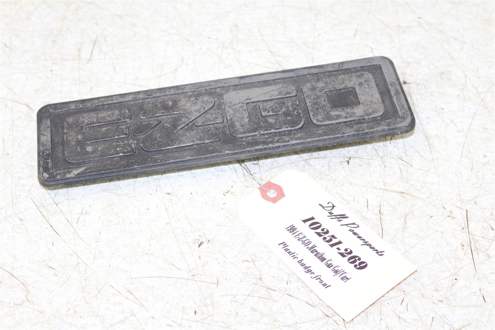 1994 EZGO Marathon GAS Golf Cart Front Grille Badge Decal Name Plate 10251
