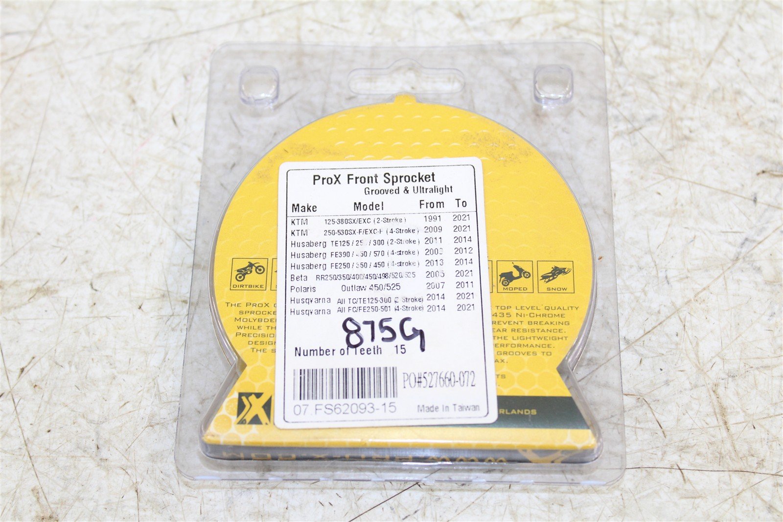 Pro X Front Sprocket 15T Teeth KTM HUSQ GAS GAS 65 SX TC MC 527660-072 NEW 875G
