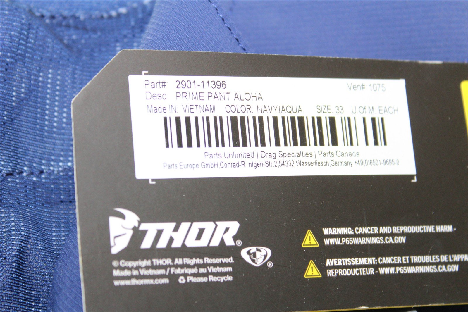 Thor Prime Aloha Pants - Navy Aqua Size 33 DIRT BIKE ATV 2901-11396 NEW 813G
