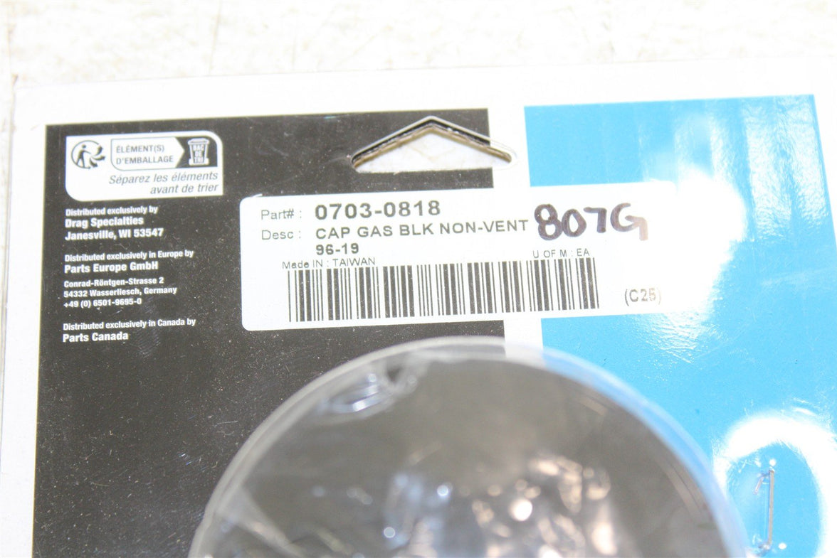 Drag Specialties 0703-0818 Non-Vented Gas Cap Gloss Black 96-24 Harley Dyna 807G