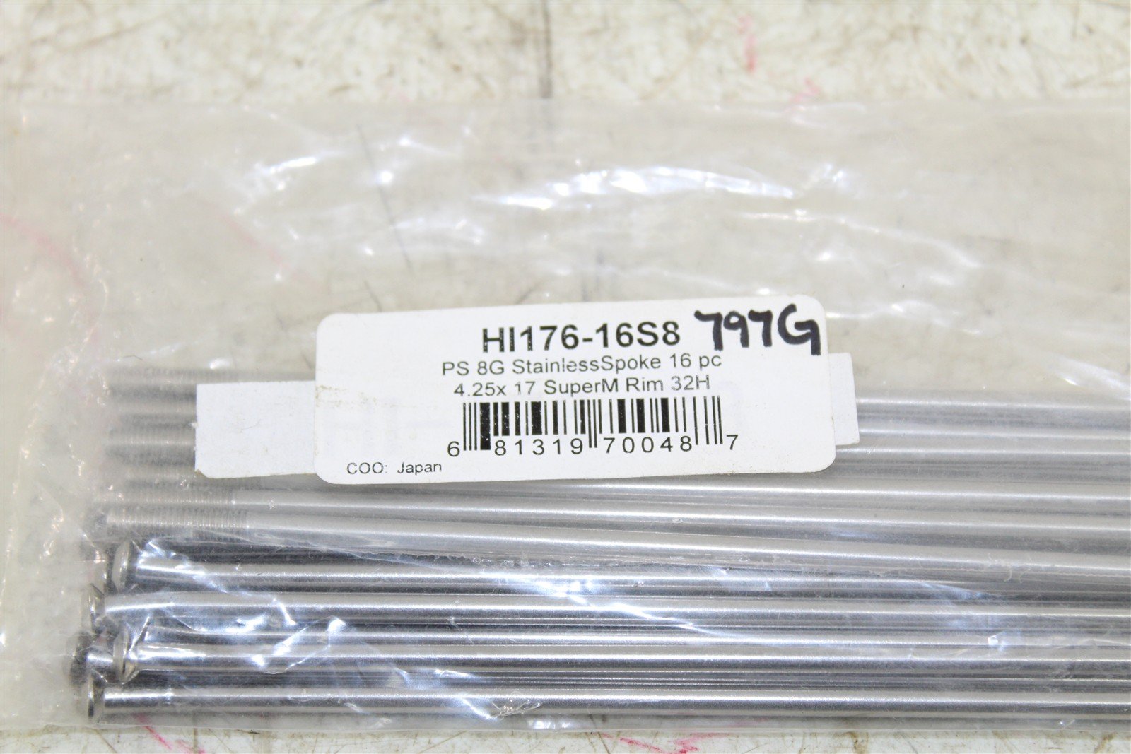 Excel Pro Series Spokes 17x4.25 Set of 16 Stainless Steel 8-Gauge NEW 797G