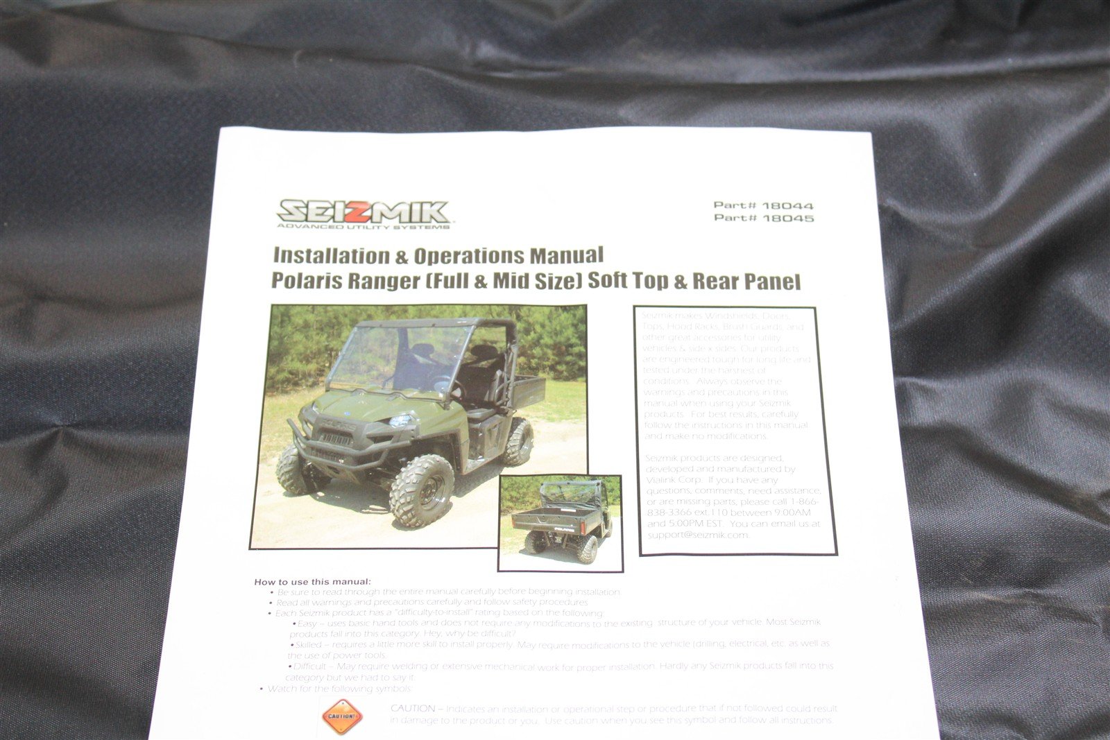2009-14 Polaris Ranger Full & Mid Size Seizmik Soft Top & Rear Panel Roof 777G