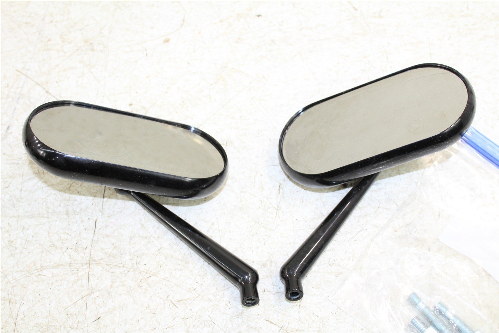 Left & Right Black Arlen Ness Forged Oval Short Stem Billet Mirror NEW Open 755G