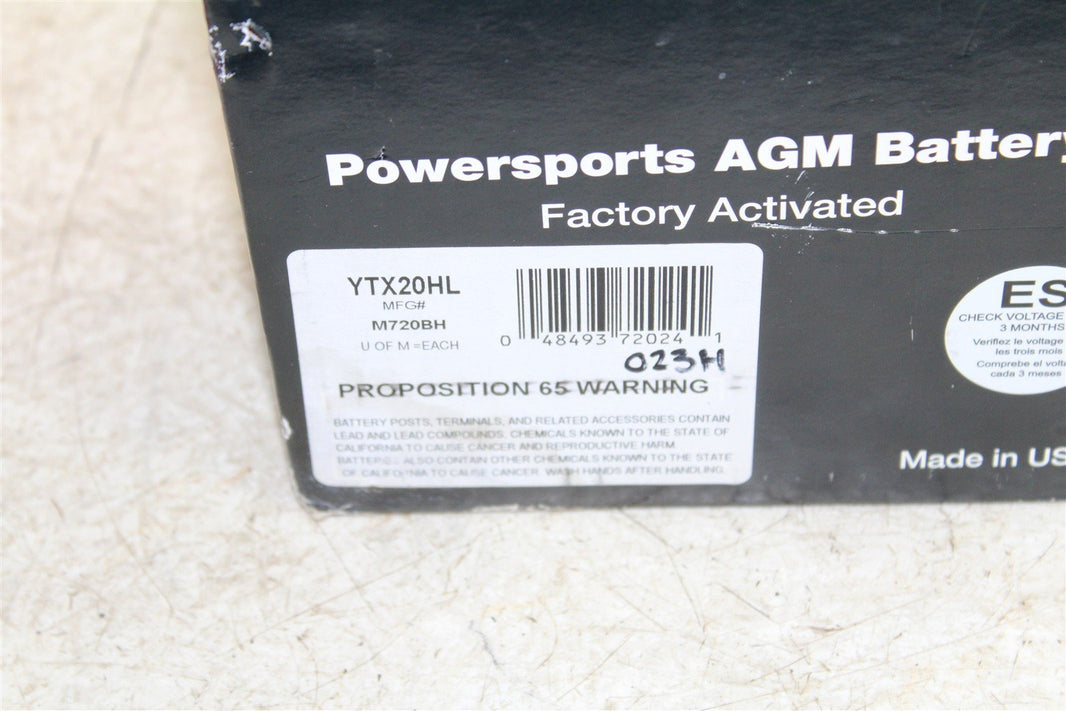 YUASA AGM Battery YTX20HL NEW M720BH NOS 023H