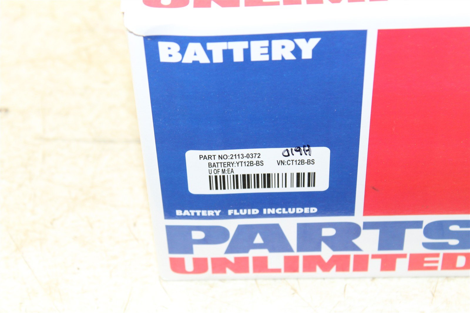 Parts Unlimited AGM Battery YT12B-BS NEW 2113-0372 NOS 019H