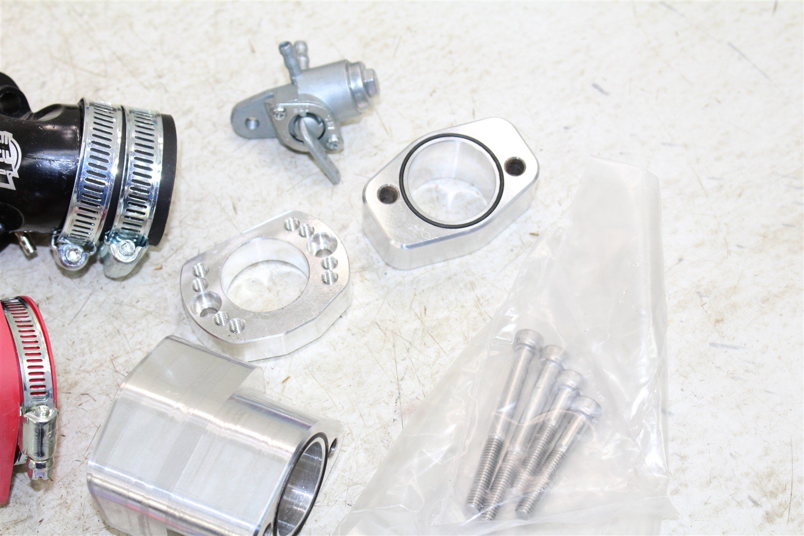 Lot of GY6 Intake Manifolds Boots Polished Fuel Shut Off Petcock 993G