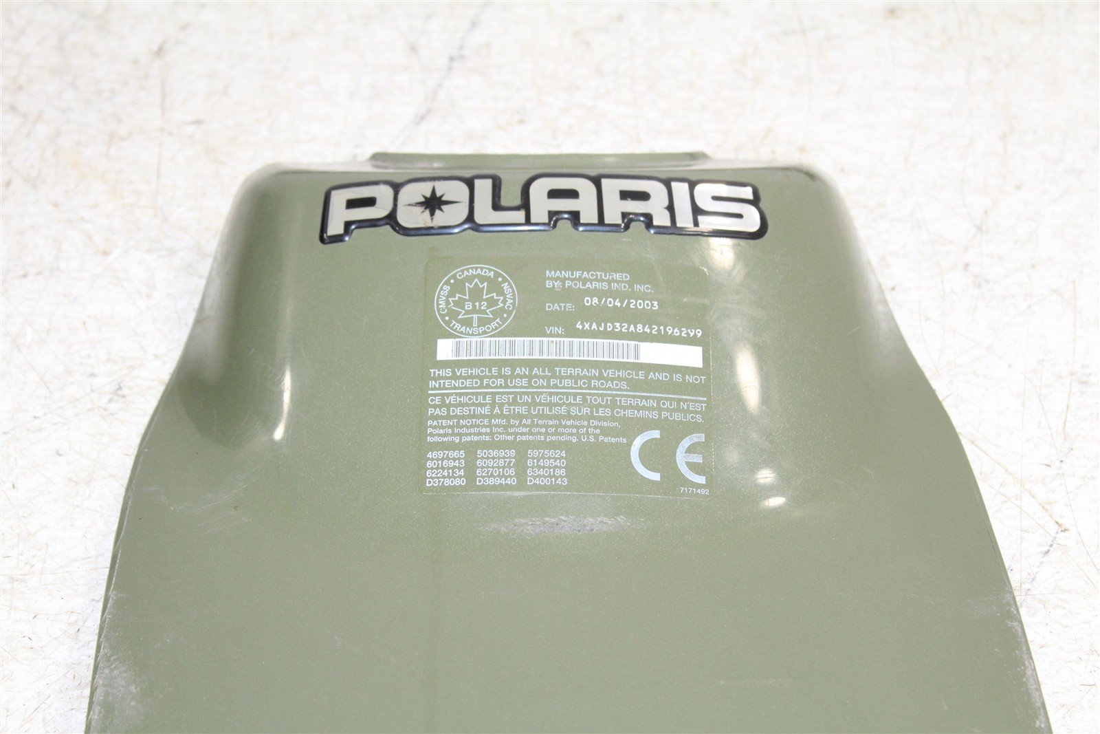 2004 Polaris ATP 330 4x4 Front Hood Plastic Fender 34159