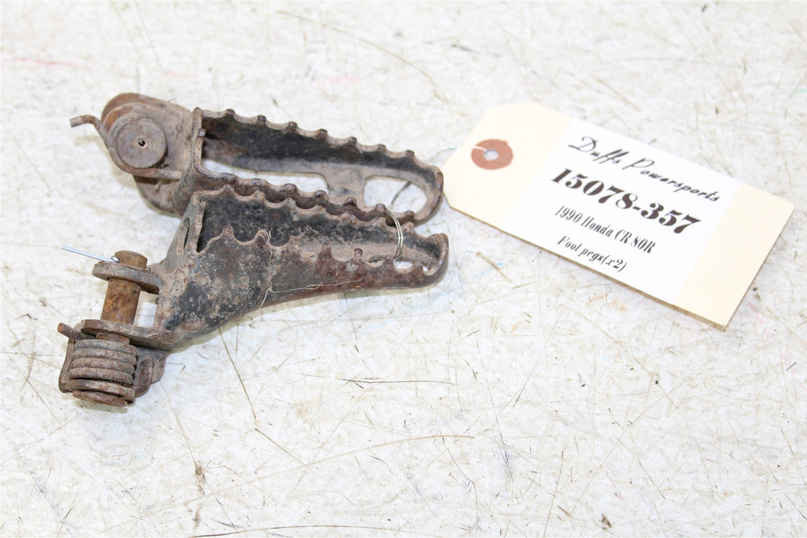 1990 Honda CR 80R Foot Pegs Set Hardware Springs Rests 15078