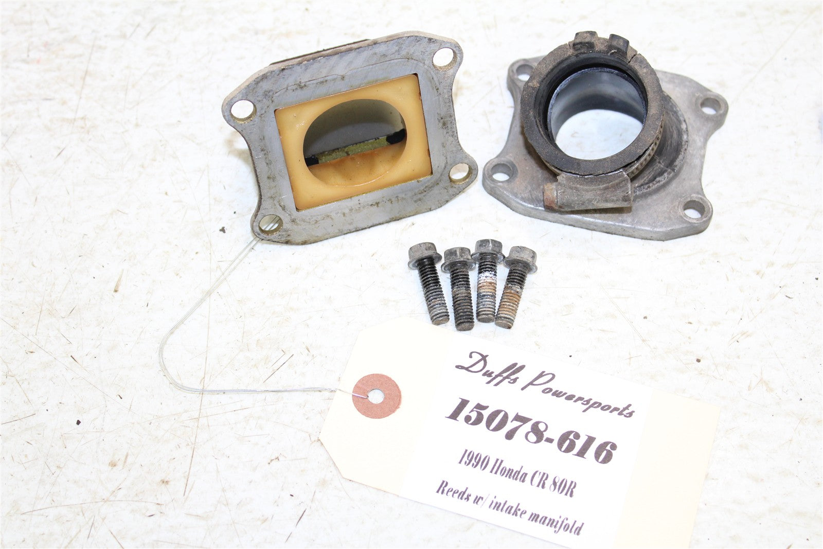 1990 Honda CR 80R Reed Cage Block w/ Intake Manifold 15078