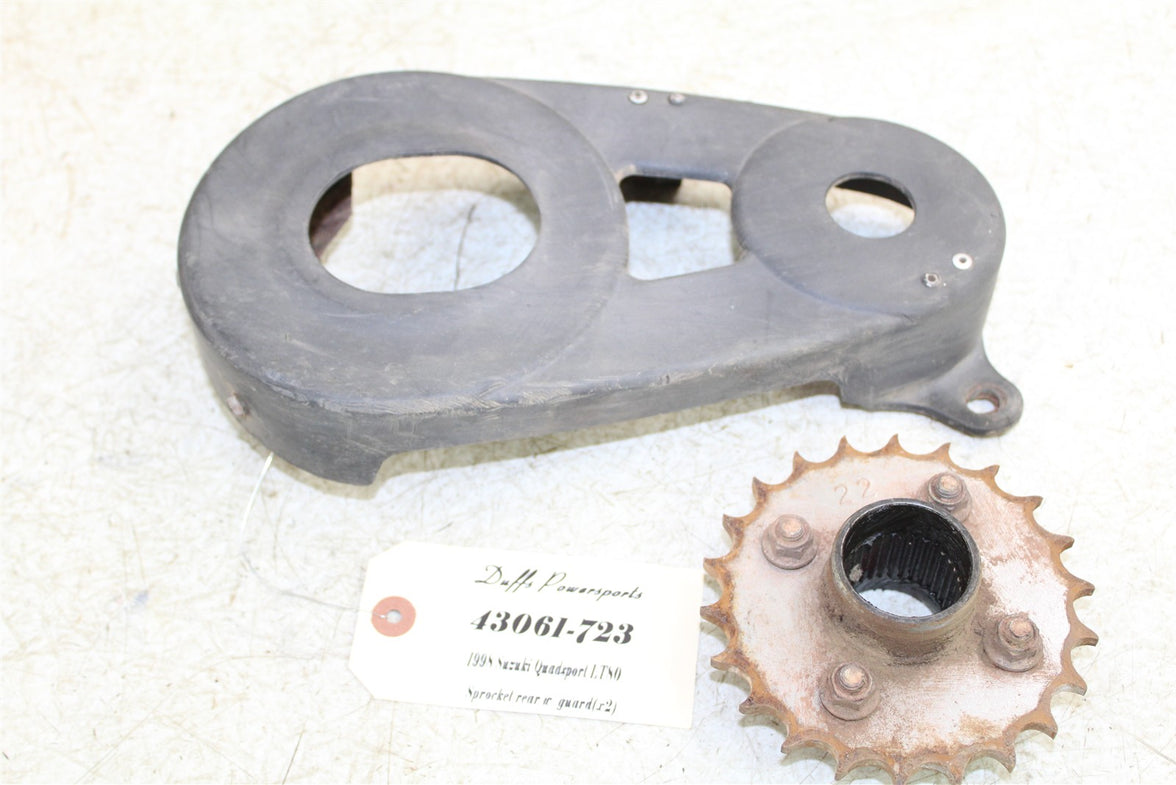 1998 Suzuki Quadsport LT 80 Rear Sprocket Mount Hub w/ Chain Guard 43061
